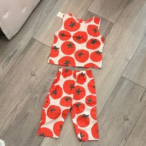 Kids Tomato Print Pajama Set - Red Tomato Pattern
